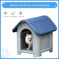 PawHut Caseta Para Perros Pequeños Y Mini Color Azul Y Gris 59 Cm X 75 Cm X 66 Cm -Pet Tienda 32163 3 IMG00057477