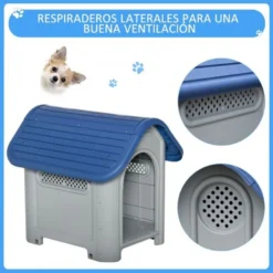 PawHut Caseta Para Perros Pequeños Y Mini Color Azul Y Gris 59 Cm X 75 Cm X 66 Cm -Pet Tienda 32163 4 IMG00057485