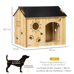 PawHut Caseta De Madera Para Perros Pequeños 69 Cm X 50 Cm X 58.5cm -Pet Tienda 3837ce16355f4dc1b1b34a55d763c0e3