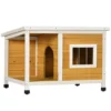 PawHut Caseta Para Perros De Madera 85,5x62x60 Cm Casa Para Mascotas Refugio Para Perros Con Techo Asfáltico Impermeable Y Ventana Para Interior Exterior Natural. 85.5 Cm X 62 Cm X 60 Cm