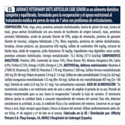 Affinity Advance Veterinary Diet Articular +7 Pienso Para Perros -Pet Tienda pienso perros affinity advance veterinary diet articular senior 7 composicion ADV920646