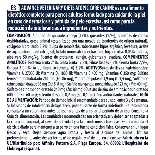 Affinity Advance Veterinary Diets Atopic Conejo Y Guisantes Pienso Para Perros - Imagen 7