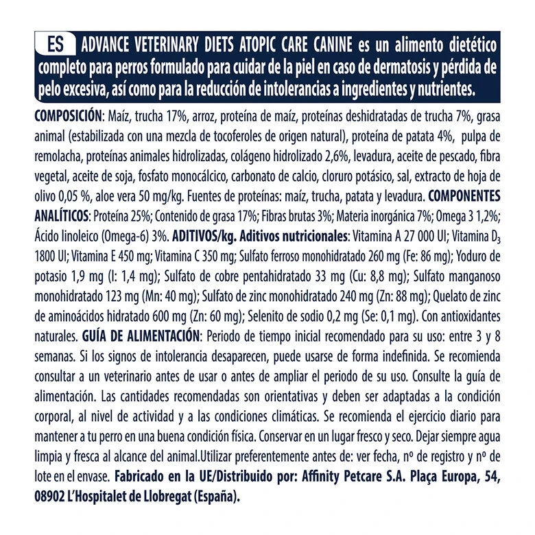 Affinity Advance Veterinary Diets Atopic Medium Maxi Trucha Pienso Para Perros - Imagen 7