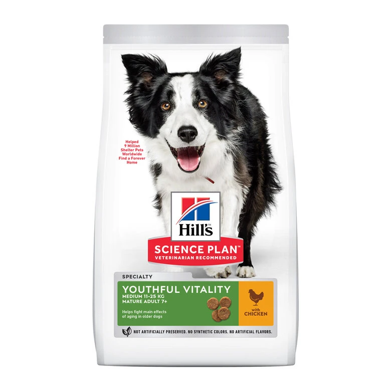 Hill's Science Plan Youthful Vitality Medium Adult Pollo pienso Para Perros - Imagen 2